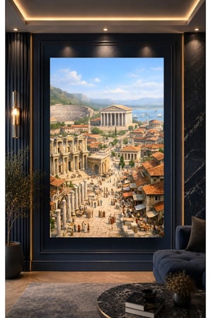 Efes Antik Kenti Cam Tablo | Modern Sanat Tablosu | Canlı Renkli Baskı | Ofis ve Çalışma Odası | Anlamlı Hediye Seçeneği | Kolay Montaj Askılı