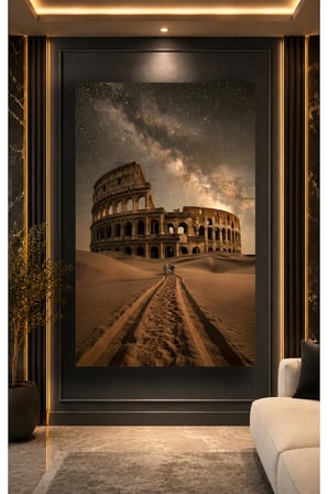 Antik Roma Kolezyum ve Çöl Manzarası Cam Tablo | Modern Sanat Tablosu | Parlak ve Net Görüntü | Kafe ve Ofis İçin | Anlamlı Hediye Seçeneği