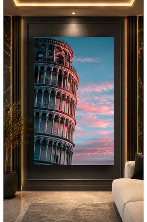 Pisa Kulesi İtalya Pisa Kulesi ve Cam Tablo | Modern Duvar Dekoru | UV Baskılı Canlı Renkler | Kafe ve Ofis İçin | Yeni Ev Hediyesi | 4mm Kırılmaz Cam