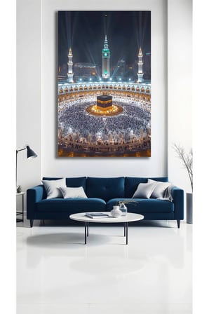 Kabe Mekke Mescid İ Haram Gece Cam Tablo | Şık Duvar Tablosu | Canlı Renkli Baskı | Ofis ve Çalışma Odası | Ev Hediyesi | Parlak Cam Yüzey