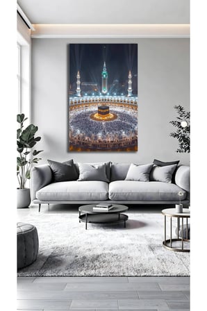 Kabe Mekke Mescid İ Haram Gece Cam Tablo | Şık Duvar Tablosu | Canlı Renkli Baskı | Ofis ve Çalışma Odası | Ev Hediyesi | Parlak Cam Yüzey