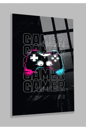 Game Ower Joystick V Cam Tablo | Şık Duvar Tablosu | Parlak ve Net Görüntü | Yatak Odası ve Antre | Ev Hediyesi | Dayanıklı Cam Yapı | Ev ve İş Yeri