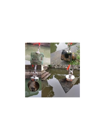 Ø80 mm Fishing Magnet - Kancalı Kurtarma Mıknatısı - Neodyum Deniz Mıknatısı - Halkalı Mıknatıs - Karabina -25 Metre 6mm Fosforlu Halat Set 