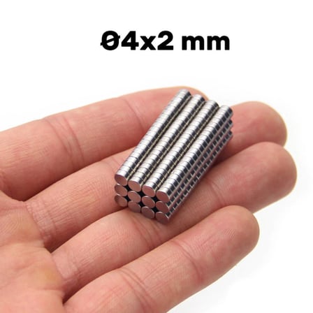 Ø4x2 mm Yuvarlak Neodyum Mıknatıs 10 Adet - 3D Yazıcı ve Maket İçin | Mıknatıs AVM - Magneteksan