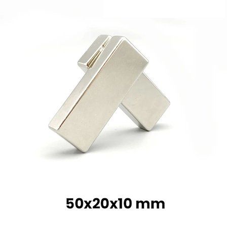 50x20x10 mm Çok Güçlü Neodyum Mıknatıs - Boy: 50 mm, En: 20 mm, Kalınlık: 10 mm
