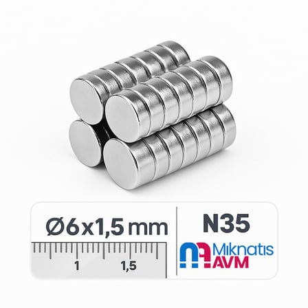Ø6x1,5 mm Yuvarlak Neodyum Mıknatıs 25 Adet - Takı ve El İşi İçin | Magneteksan - Mıknatıs AVM