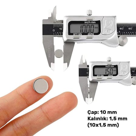 Ø10x1,5 mm N35 Yuvarlak Neodyum Mıknatıs 4 Adet - Dolap ve Kapak Tutucu | Magneteksan