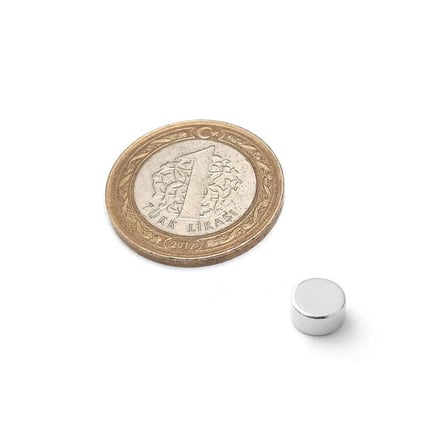 Ø8x4 mm Neodimyum Yuvarlak Silindirik Mıknatıs - (50'li)