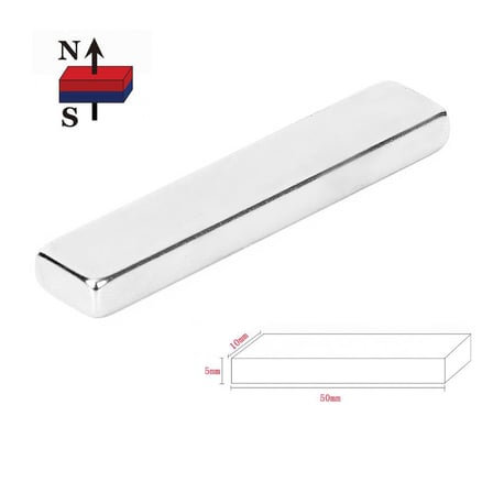 50x10x5 mm Neodyum Mıknatıs (Boy: 50 mm, En: 10 mm, Kalınlık: 5 mm) - 1 Adet