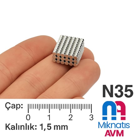Ø3x1,5 mm Yuvarlak Neodyum Mıknatıs 50 Adet - Takı ve El İşi İçin | Magneteksan - Mıknatıs AVM