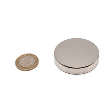 Magneteksan Yuvarlak Neodyum Mıknatıs 50x10 mm Nikel Kaplama Metalik 100 kg Üzeri Çekim Gücü