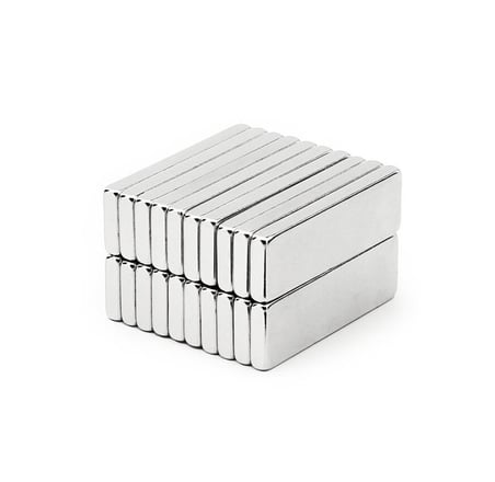 30x10x2 mm Çok Güçlü Neodyum Dikdörtgen Mıknatıs - N35 Kalite - Nikel Kaplı (50 Adet)