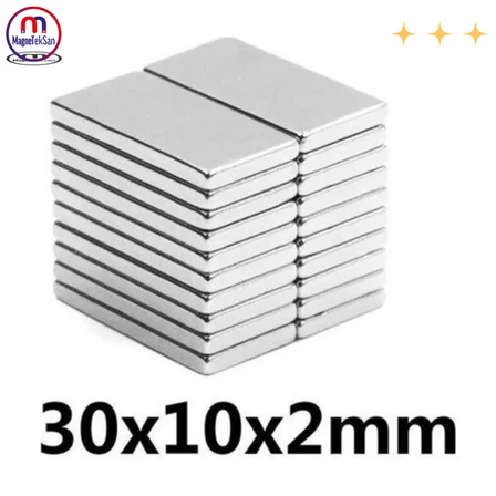 Güçlü Neodyum Blok Mıknatıs - 30x10x2 mm (10'lu)