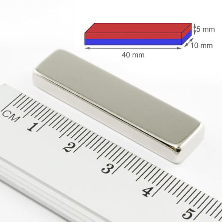 40x10x5 mm Neodyum Dikdörtgen Süper Güçlü Mıknatıs - (8 Adet Set)