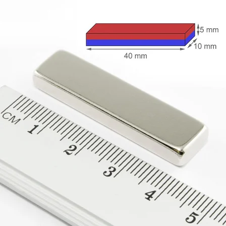 40x10x5 mm Neodyum Dikdörtgen Süper Güçlü Mıknatıs - (2 Adet Set)