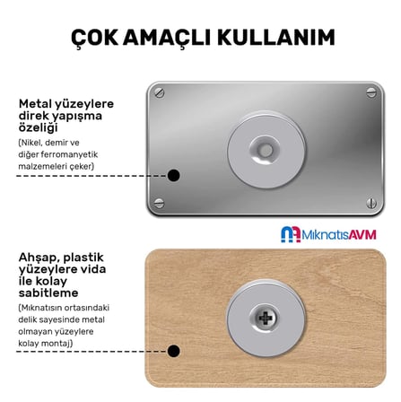 Ø15x10/5,5x5mm Havşa Delikli Neodyum Mıknatıs, Çap 15 mm, Kalınlık 5 mm (8 Adet)