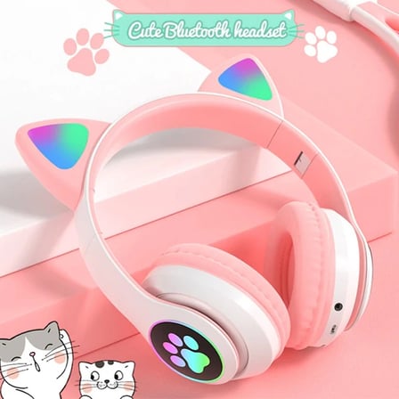 ALLY 23M Kedi Kulak Kulaküstü Bluetooth 5.0 Kablosuz Kulaklık Led Işıklı-(5775