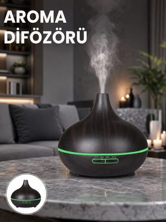 550 ml Kapasiteli Ultrasonik Difüzör – Yağsız Nemlendirici Kullanımıyla Uyum