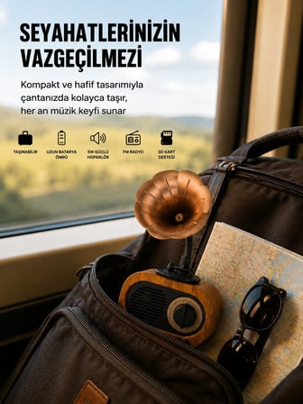 Şarjlı Mini Retro Radyo Bluetooth Hoparlör Çoklu Bağlantı Seçenekli Yeni Nesi