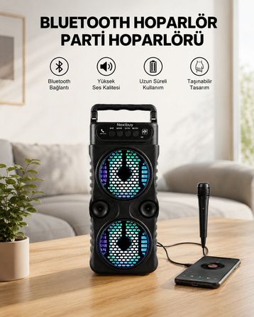LED Işıklı Kablosuz Bluetooth Hoparlör Yüksek Ses Güçlü Bas Performansı Ta?