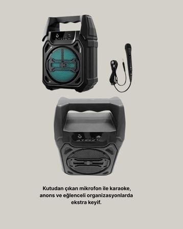 15W Güçlü Ses Çıkışlı Bluetooth Hoparlör FM Radyo ve Mikrofon Destekli