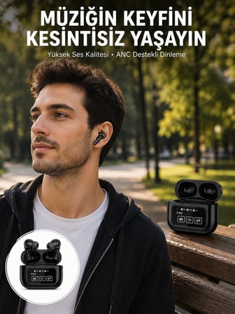 Kulak İçi Bluetooth Kulaklık Ekranlı Müzik Dinleme Çağrı Cevaplama Siyah Yen