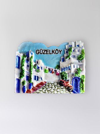 GÜZELKÖY Polyester Kabartmalı Magnet 6,5x5 cm Dekoratif Hediyelik Buzdolabı Süsü (Kod:1339)
