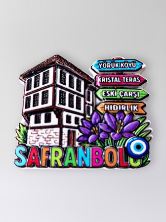 Safranbolu Polyester Kabartmalı Magnet 6,5x5,5 cm Dekoratif Hediyelik Buzdolabı Süsü (Kod:1370)