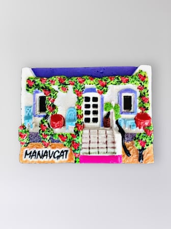 MANAVGAT Polyester Kabartmalı Magnet 7x5cm Dekoratif Hediyelik Buzdolabı Süsü (Kod:1396)