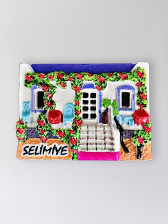 SELİMİYE Polyester Kabartmalı Magnet 7x5cm Dekoratif Hediyelik Buzdolabı Süsü (Kod:1430)