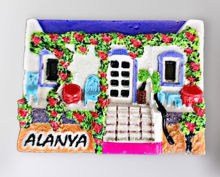 ALANYA Polyester Kabartmalı Magnet 7x5cm Dekoratif Hediyelik Buzdolabı Süsü (Kod:1435)