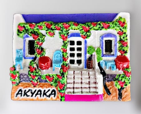 AKYAKA Polyester Kabartmalı Magnet 7x5cm Dekoratif Hediyelik Buzdolabı Süsü (Kod:1439)
