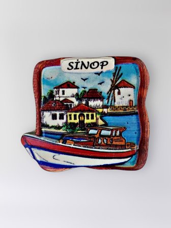 SİNOP Polyester Kabartmalı Magnet 7 x 6 cm Dekoratif Hediyelik Buzdolabı Süsü (Kod:1458)