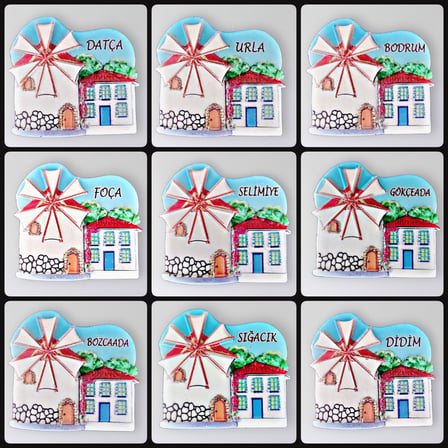 BODRUM Polyester Kabartmalı Magnet 6 x 6,5 cm Dekoratif Hediyelik Buzdolabı Süsü (Kod:1463)