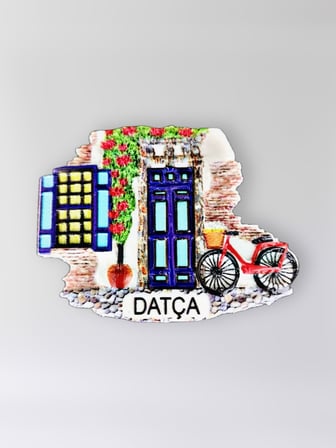 DATÇA Polyester Kabartmalı Magnet 7 x 5,5 cm Dekoratif Hediyelik Buzdolabı Süsü (Kod:1483)