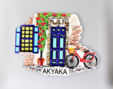 AKYAKA Polyester Kabartmalı Magnet 7 x 5,5 cm Dekoratif Hediyelik Buzdolabı Süsü (Kod:1503)