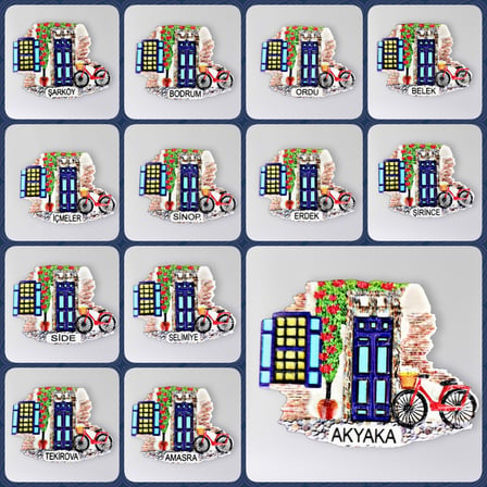 ERİKLİ Polyester Kabartmalı Magnet 7 x 5,5 cm Dekoratif Hediyelik Buzdolabı Süsü (Kod:1523)