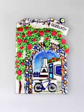 GÜZELKÖY Polyester Kabartmalı Magnet 5,5 x 7 cm Dekoratif Hediyelik Buzdolabı Süsü (Kod:1542)