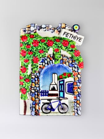 FETHİYE Polyester Kabartmalı Magnet 5,5 x 7 cm Dekoratif Hediyelik Buzdolabı Süsü (Kod:1548)