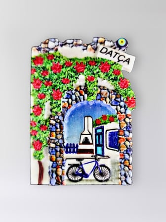 DATÇA Polyester Kabartmalı Magnet 5,5 x 7 cm Dekoratif Hediyelik Buzdolabı Süsü (Kod:1560)