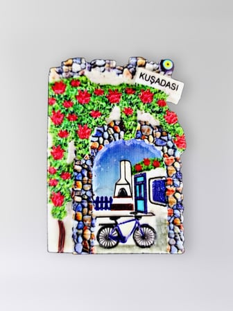 KUŞADASI Polyester Kabartmalı Magnet 5,5 x 7 cm Dekoratif Hediyelik Buzdolabı Süsü (Kod:1565)