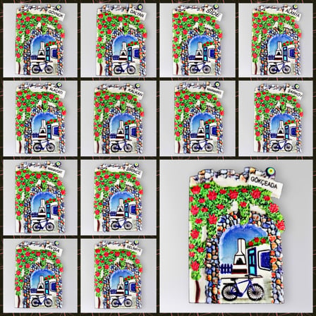 KUŞADASI Polyester Kabartmalı Magnet 5,5 x 7 cm Dekoratif Hediyelik Buzdolabı Süsü (Kod:1565)