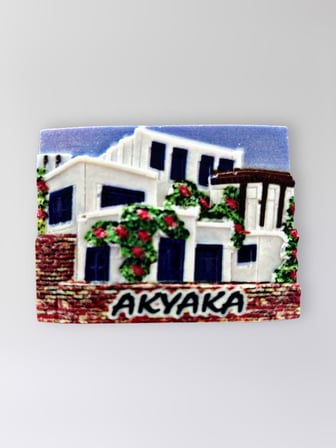 AKYAKA Polyester Kabartmalı Magnet 7,5 x 5,5 cm Dekoratif Hediyelik Buzdolabı Süsü (Kod:1576)