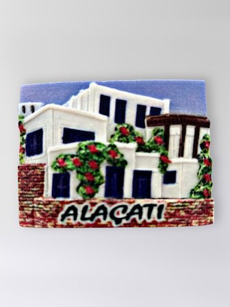 ALAÇATI Polyester Kabartmalı Magnet 7,5 x 5,5 cm Dekoratif Hediyelik Buzdolabı Süsü (Kod:1581)