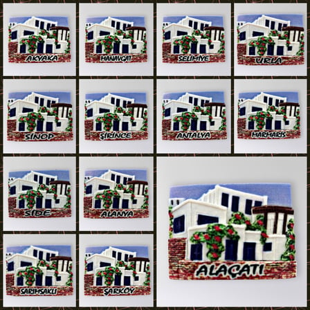 SARIMSAKLI Polyester Kabartmalı Magnet 7,5 x 5,5 cm Dekoratif Hediyelik Buzdolabı Süsü (Kod:1587)