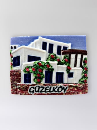 GÜZELKÖY Polyester Kabartmalı Magnet 7,5 x 5,5 cm Dekoratif Hediyelik Buzdolabı Süsü (Kod:1591)