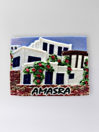 AMASRA Polyester Kabartmalı Magnet 7,5 x 5,5 cm Dekoratif Hediyelik Buzdolabı Süsü (Kod:1602)