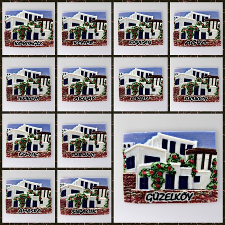 BODRUM Polyester Kabartmalı Magnet 7,5 x 5,5 cm Dekoratif Hediyelik Buzdolabı Süsü (Kod:1629)