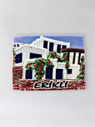 ERİKLİ Polyester Kabartmalı Magnet 7,5 x 5,5 cm Dekoratif Hediyelik Buzdolabı Süsü (Kod:1644)