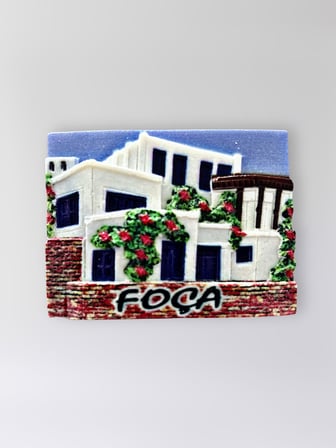 FOÇA Polyester Kabartmalı Magnet 7,5 x 5,5 cm Dekoratif Hediyelik Buzdolabı Süsü (Kod:1647)